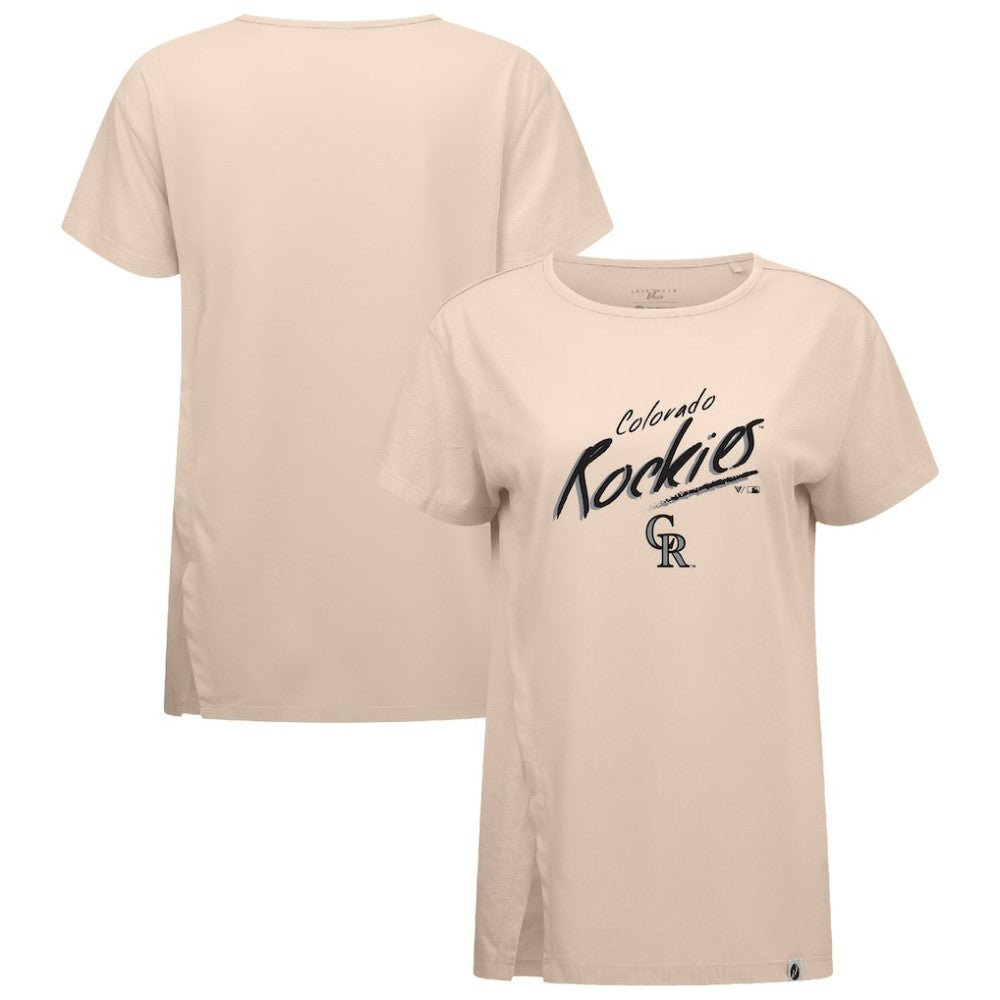 Colorado Rockies Levelwear Women's Influx Sizzle T-Shirt Khaki