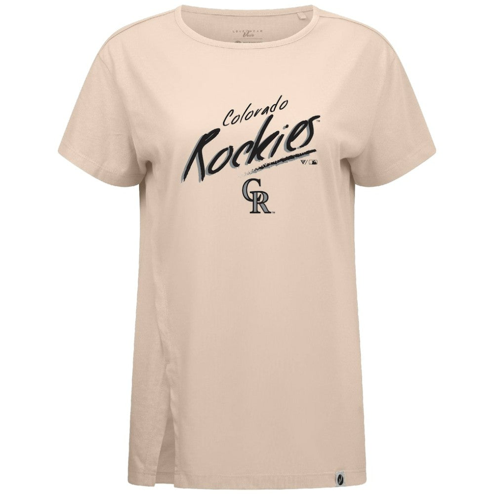 Colorado Rockies Levelwear Women's Influx Sizzle T-Shirt Khaki