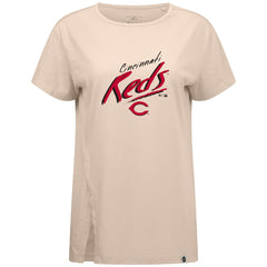 Cincinnati Reds Levelwear Women's Influx Sizzle T-Shirt Khaki