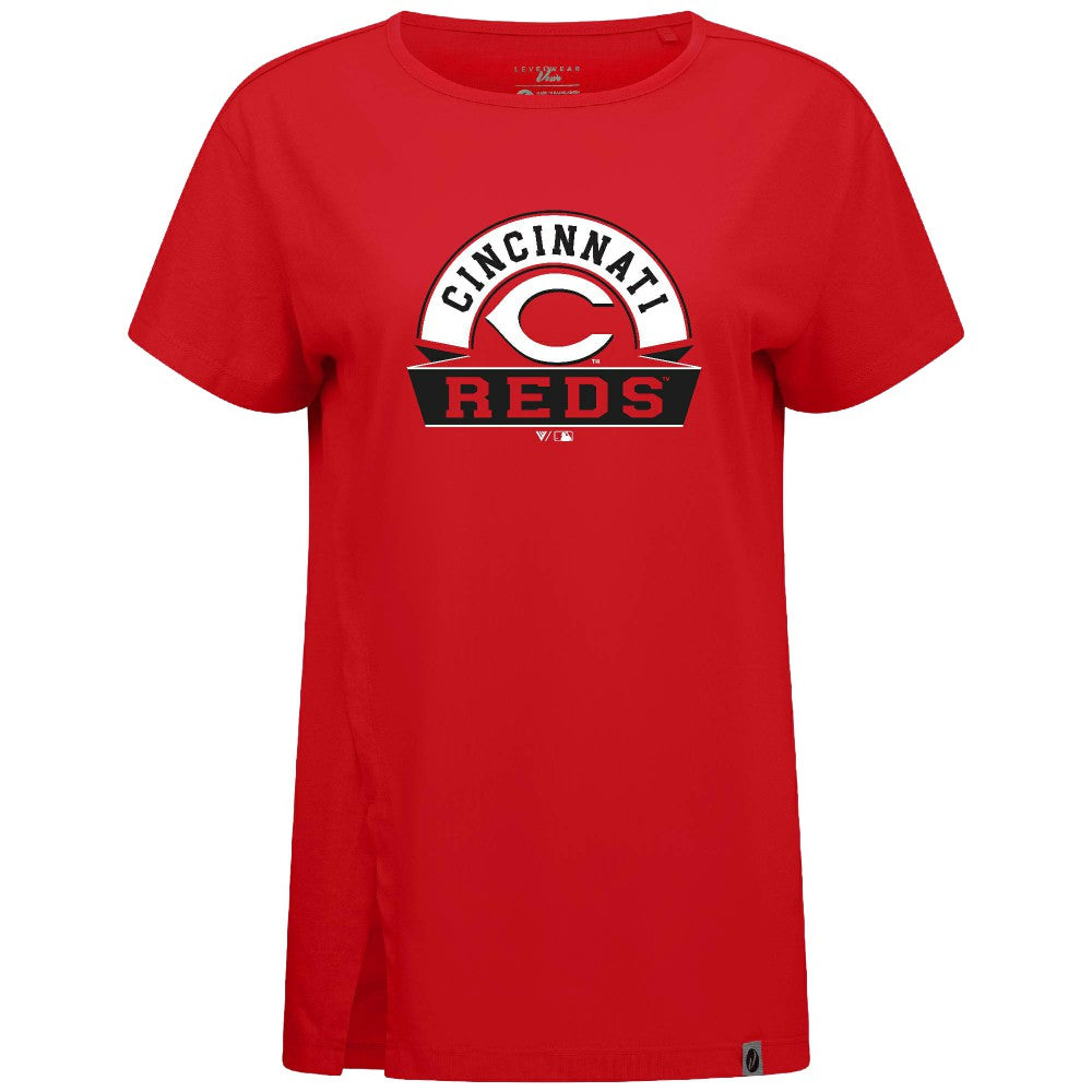 Cincinnati Reds Levelwear Women's Influx Banner Arch T-Shirt Red