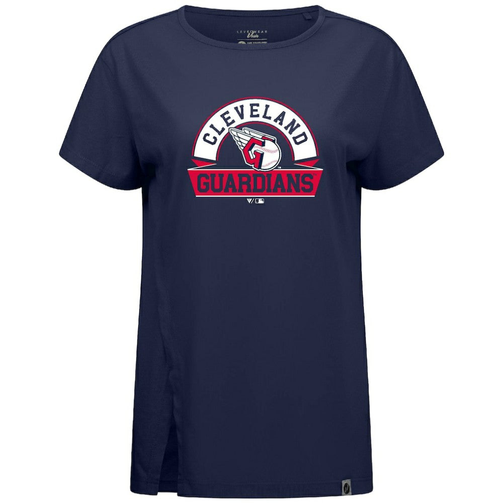 Cleveland Guardians Levelwear Women's Influx Banner Arch T-Shirt Navy