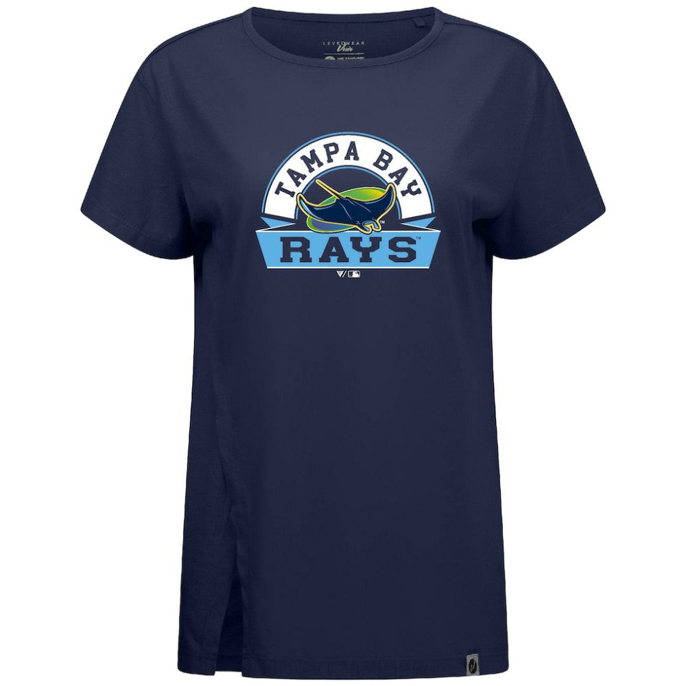 Tampa Bay Rays Levelwear Women's Influx Banner Arch T-Shirt Navy