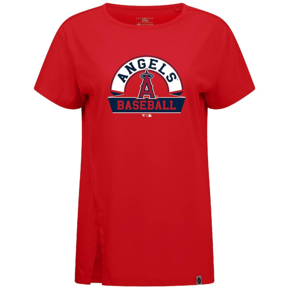 Los Angeles Angels Levelwear Women's Influx Banner Arch T-Shirt Red
