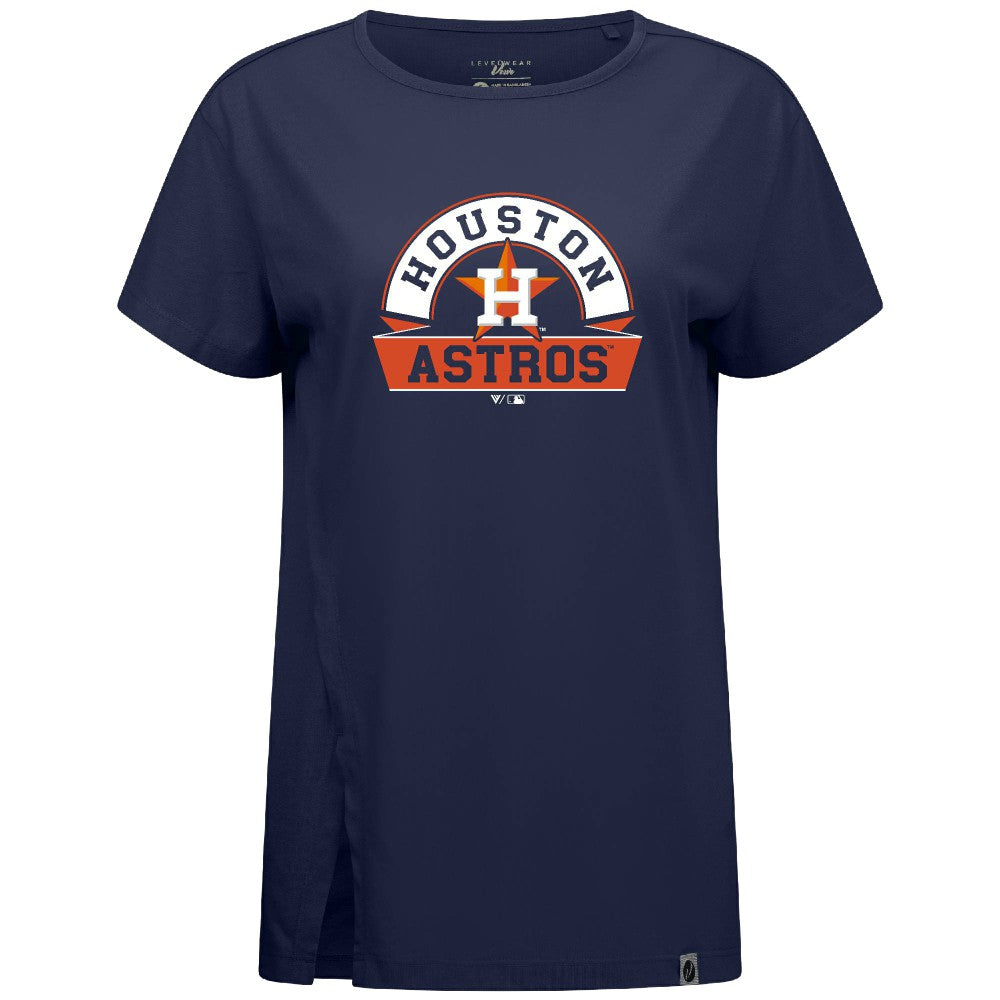 Houston Astros Levelwear Women's Influx Banner Arch T-Shirt Navy