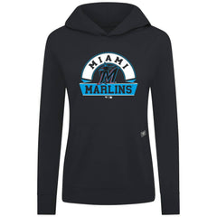 Miami Marlins Levelwear Women's Relay Banner Arch Long Sleeve T-Shirt Hoodie Black