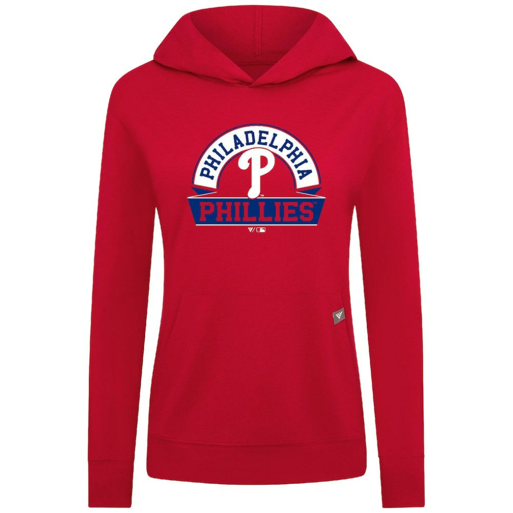 Philadelphia Phillies Levelwear Women's Relay Banner Arch Long Sleeve T-Shirt Hoodie Red