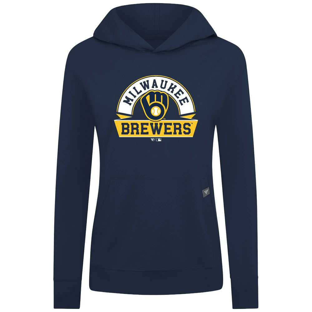 Milwaukee Brewers Levelwear Women's Relay Banner Arch Long Sleeve T-Shirt Hoodie Navy