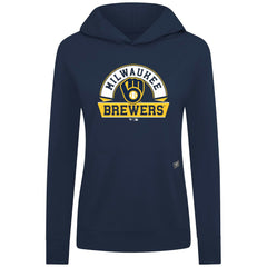Milwaukee Brewers Levelwear Women's Relay Banner Arch Long Sleeve T-Shirt Hoodie Navy