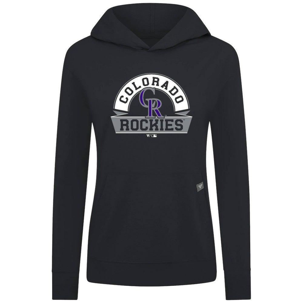 Colorado Rockies Levelwear Women's Relay Banner Arch Long Sleeve T-Shirt Hoodie Black
