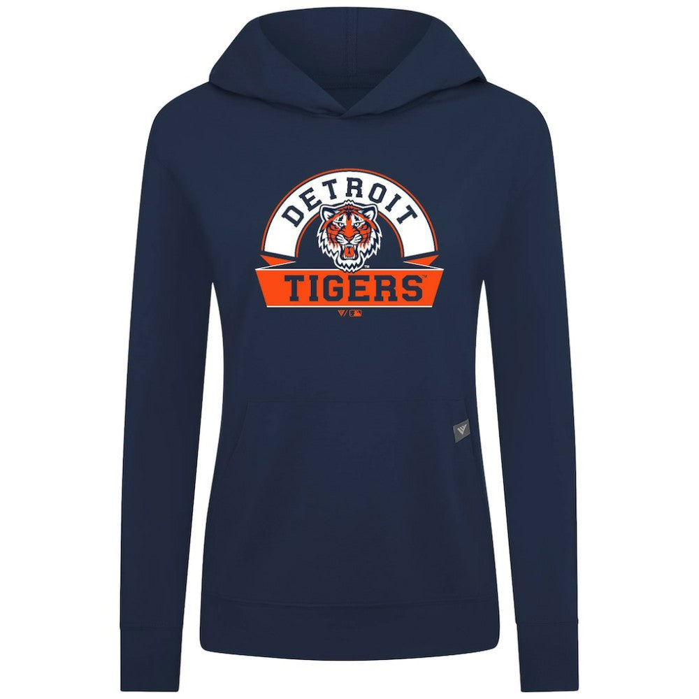 Detroit Tigers Levelwear Women's Relay Banner Arch Long Sleeve T-Shirt Hoodie Navy