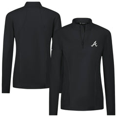 Atlanta Braves Levelwear Women's Upright Insignia 2.0 Quarter-Zip Tri-Blend Top Black