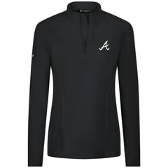 Atlanta Braves Levelwear Women's Upright Insignia 2.0 Quarter-Zip Tri-Blend Top Black