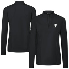 Philadelphia Phillies Levelwear Women's Upright Insignia 2.0 Quarter-Zip Tri-Blend Top Black