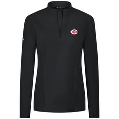 Cincinnati Reds Levelwear Women's Upright Insignia 2.0 Quarter-Zip Tri-Blend Top Black