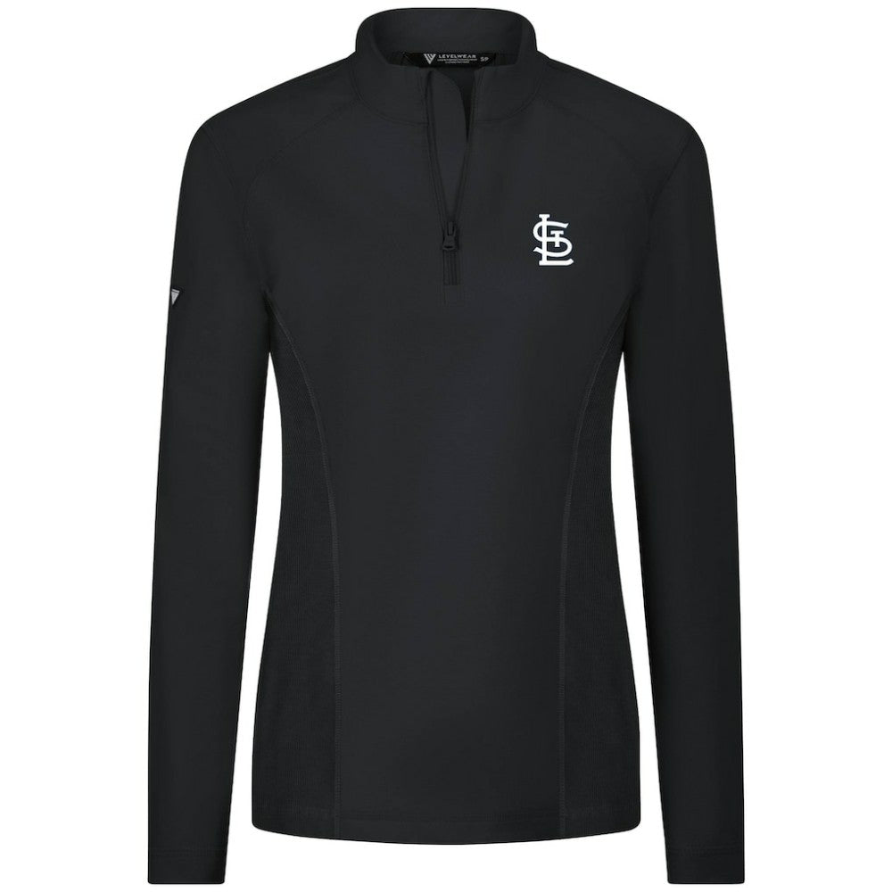 St. Louis Cardinals Levelwear Women's Upright Insignia 2.0 Quarter-Zip Tri-Blend Top Black
