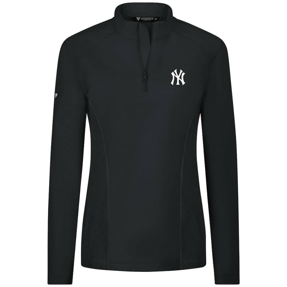 New York Yankees Levelwear Women's Upright Insignia 2.0 Quarter-Zip Tri-Blend Top Black
