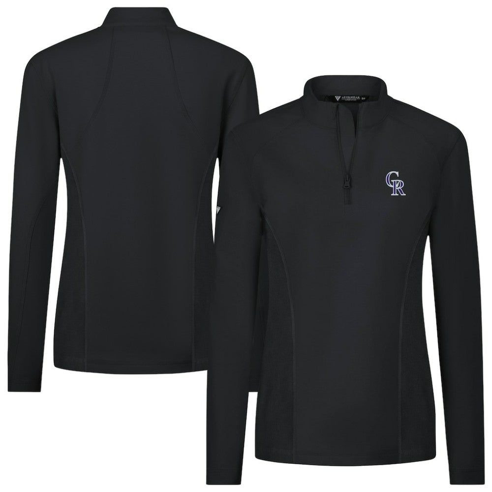 Colorado Rockies Levelwear Women's Upright Insignia 2.0 Quarter-Zip Tri-Blend Top Black