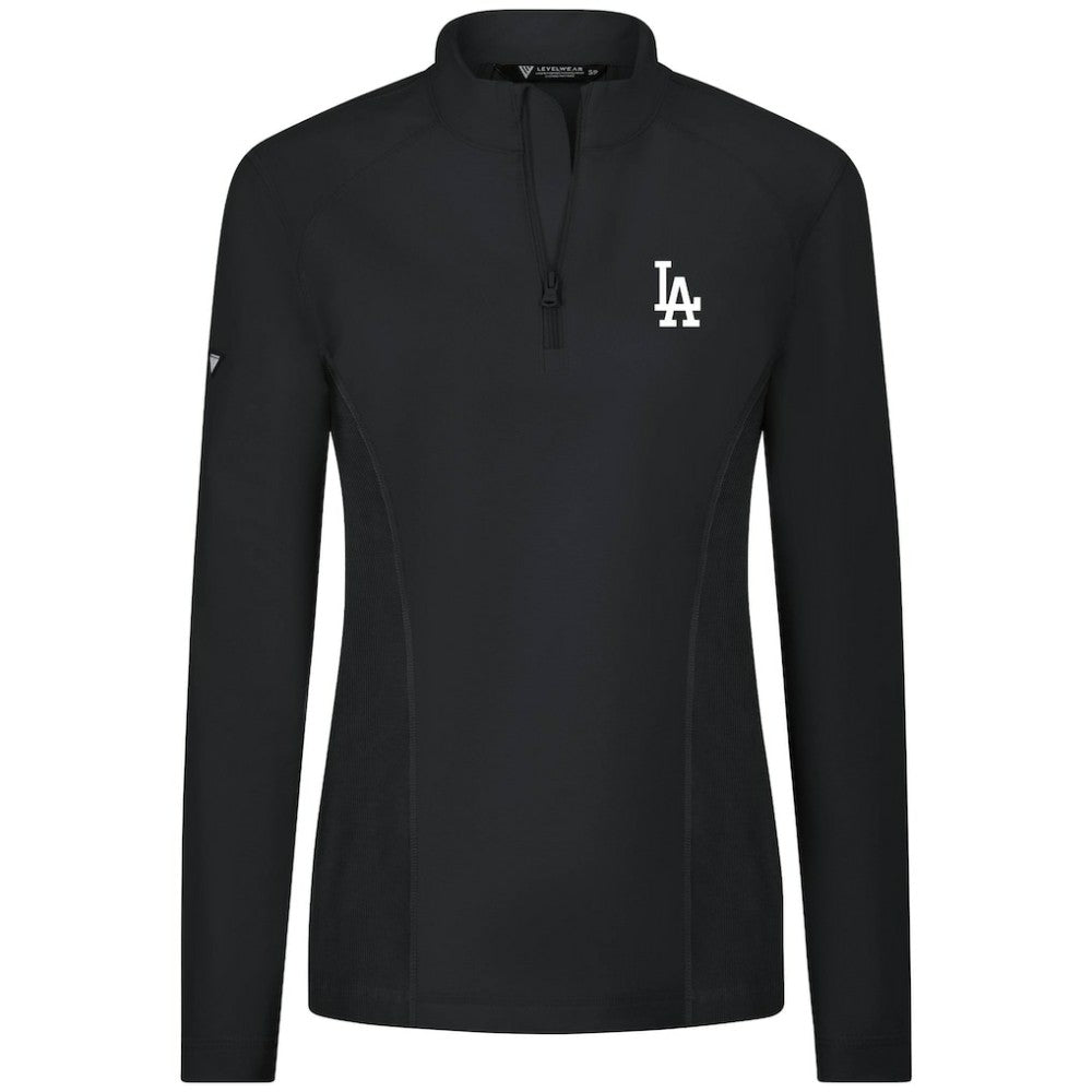Los Angeles Dodgers Levelwear Women's Upright Insignia 2.0 Quarter-Zip Tri-Blend Top Black
