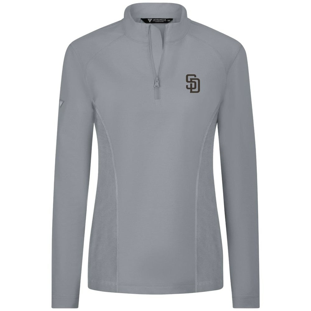 San Diego Padres Levelwear Women's Upright Insignia 2.0 Quarter-Zip Tri-Blend Top Gray