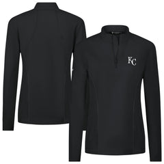 Kansas City Royals Levelwear Women's Upright Insignia 2.0 Quarter-Zip Tri-Blend Top Black