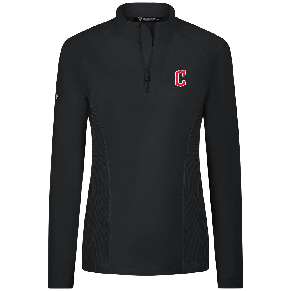 Cleveland Guardians Levelwear Women's Upright Insignia 2.0 Quarter-Zip Tri-Blend Top Black