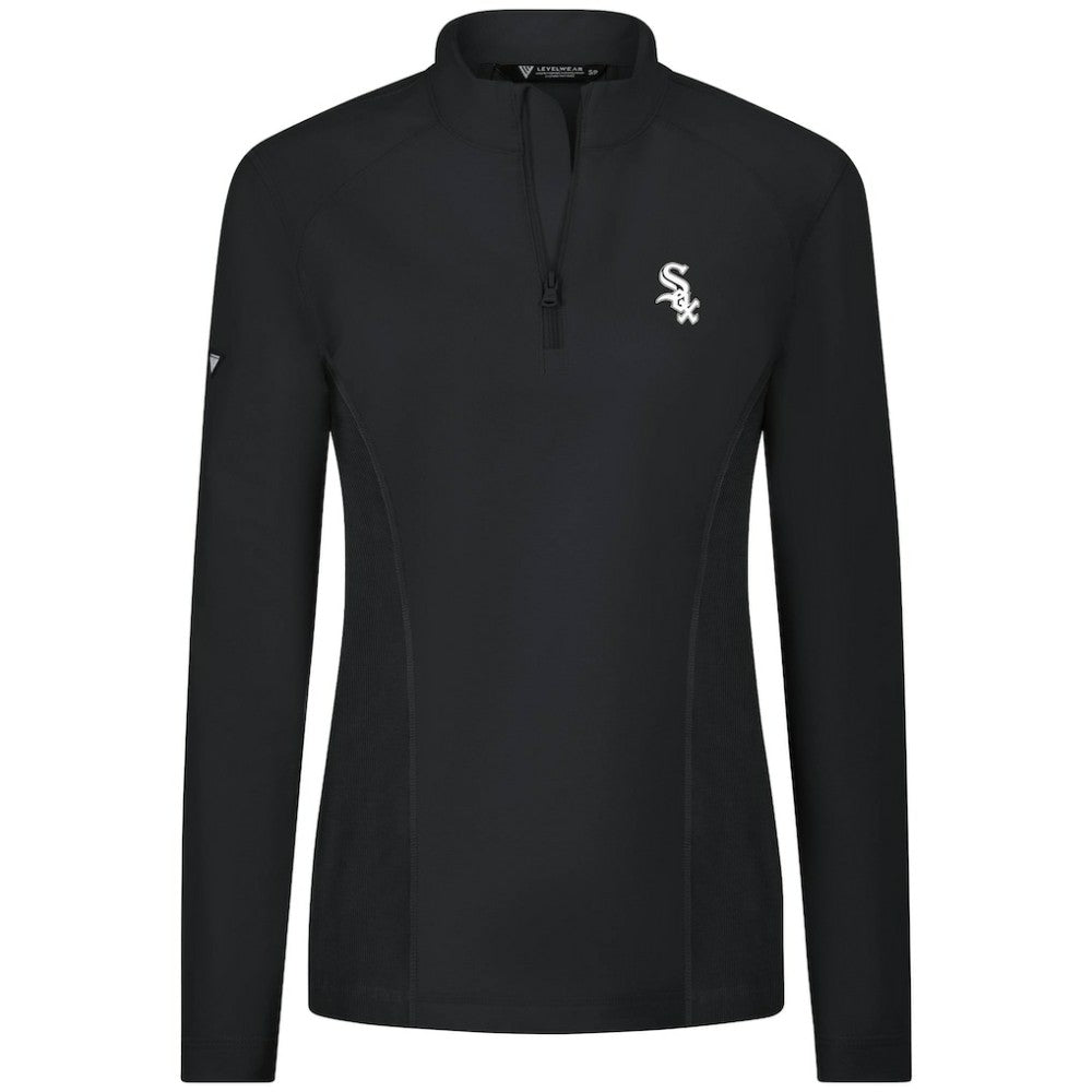 Chicago White Sox Levelwear Women's Upright Insignia 2.0 Quarter-Zip Tri-Blend Top Black
