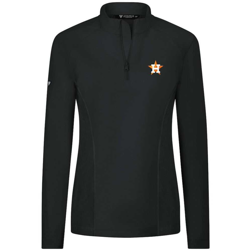 Houston Astros Levelwear Women's Upright Insignia 2.0 Quarter-Zip Tri-Blend Top Black