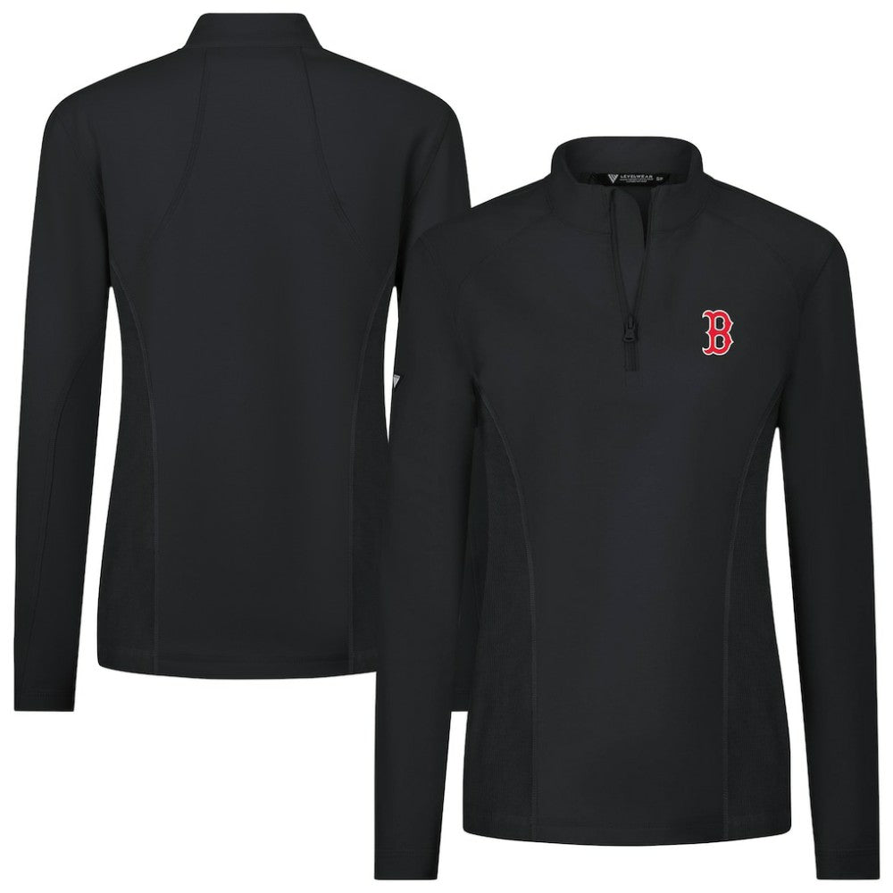 Boston Red Sox Levelwear Women's Upright Insignia 2.0 Quarter-Zip Tri-Blend Top Black