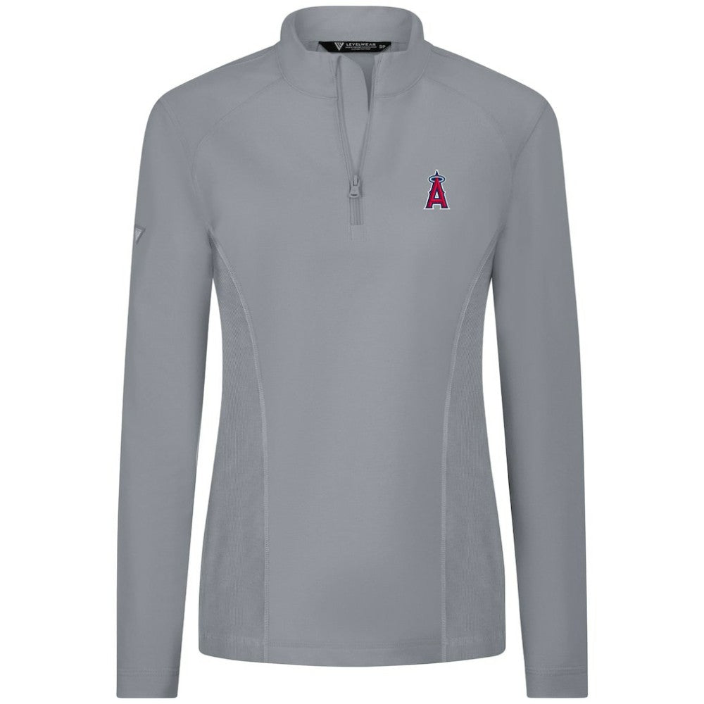 Los Angeles Angels Levelwear Women's Upright Insignia 2.0 Quarter-Zip Tri-Blend Top Gray