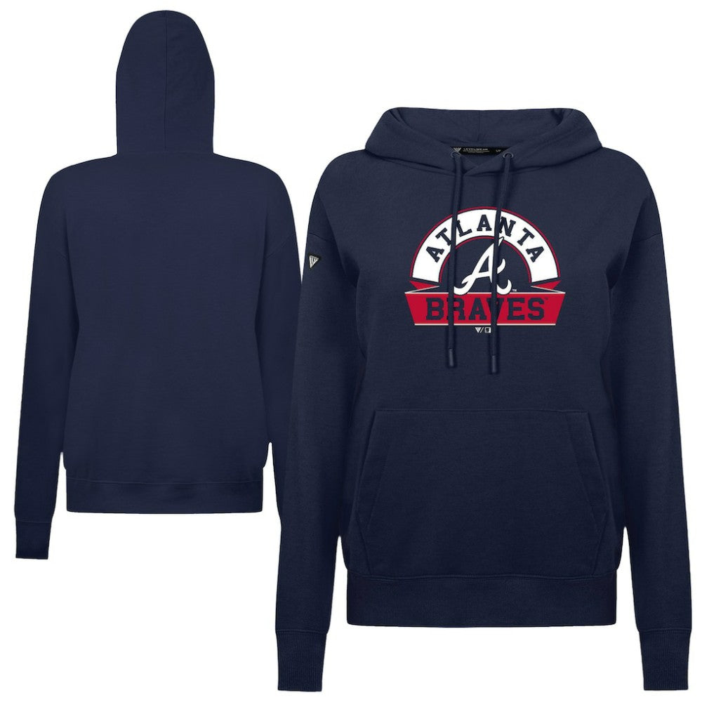 Atlanta Braves Levelwear Women's Adorn Banner Arch Hoodie Navy