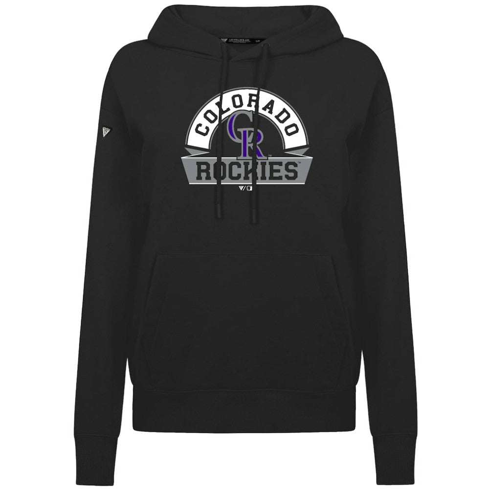 Colorado Rockies Levelwear Women's Adorn Banner Arch Hoodie Black