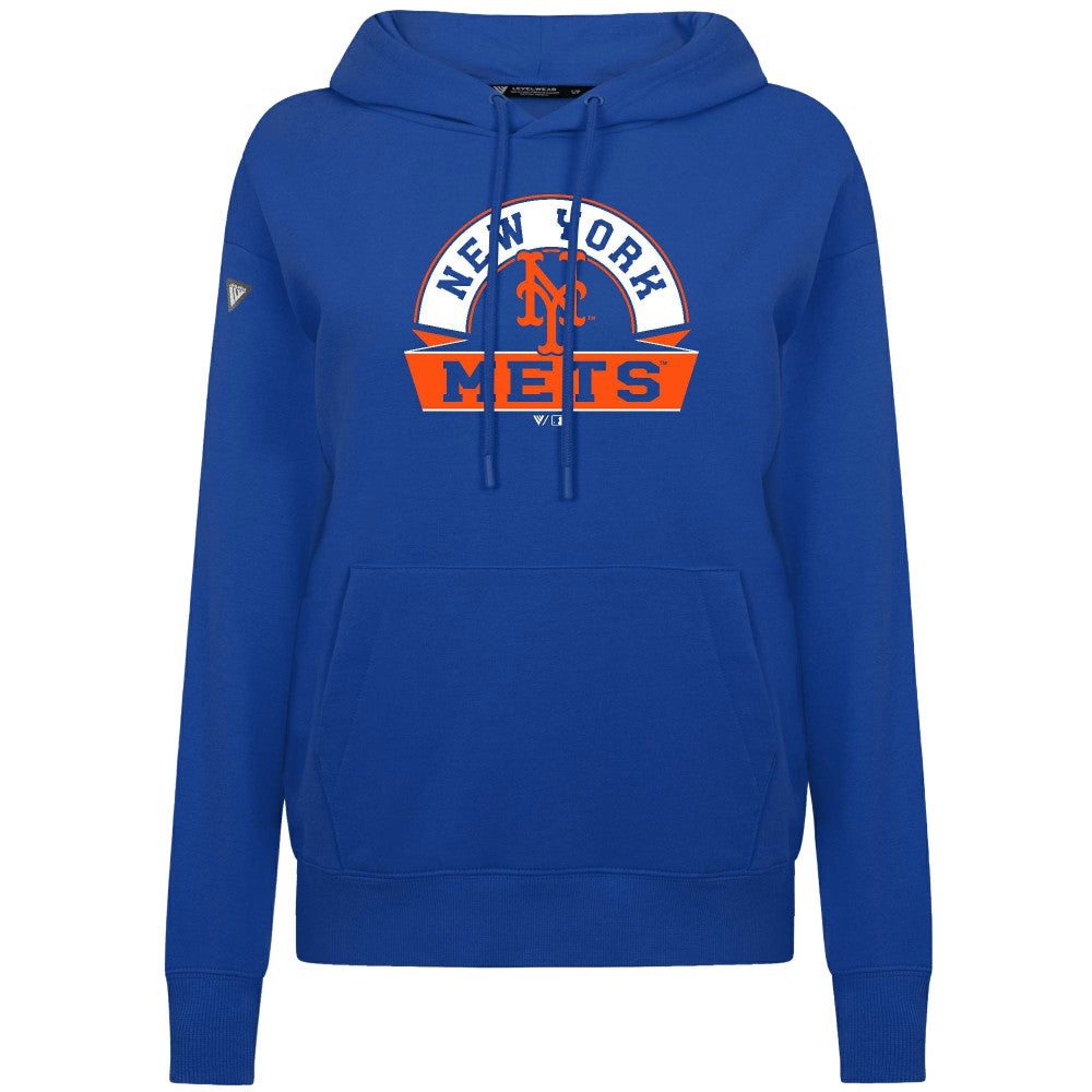 New York Mets Levelwear Women's Adorn Banner Arch Hoodie Royal