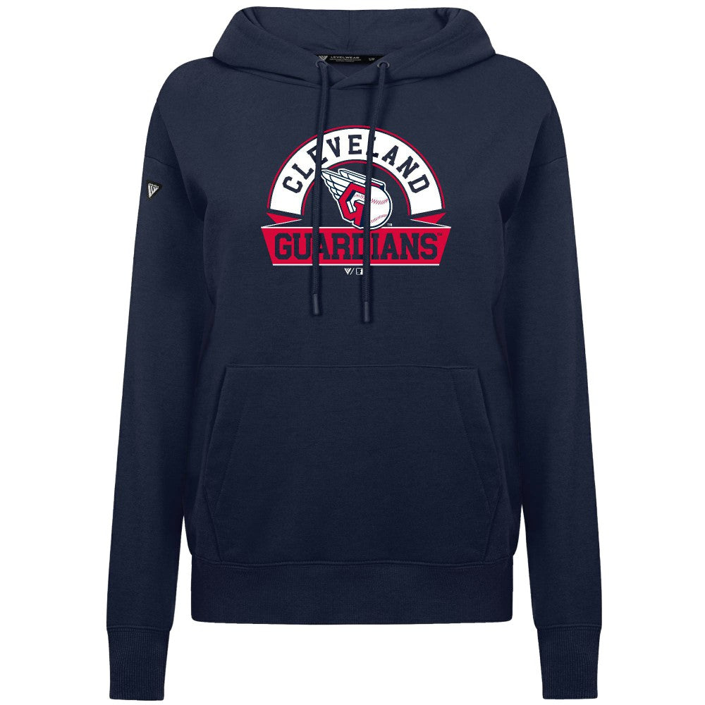 Cleveland Guardians Levelwear Women's Adorn Banner Arch Hoodie Navy