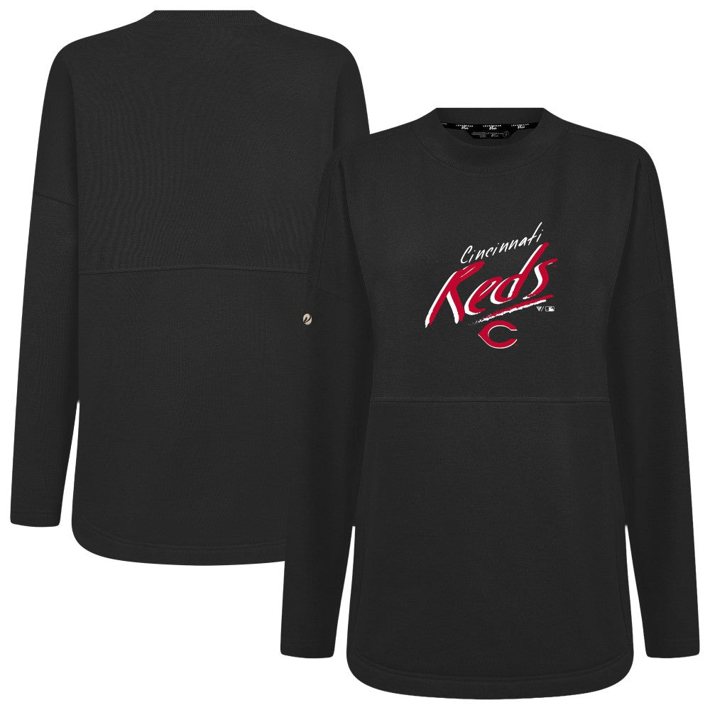 Cincinnati Reds Levelwear Women's Oversized Beaudry Sizzle Top Black