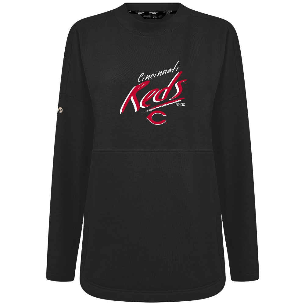 Cincinnati Reds Levelwear Women's Oversized Beaudry Sizzle Top Black