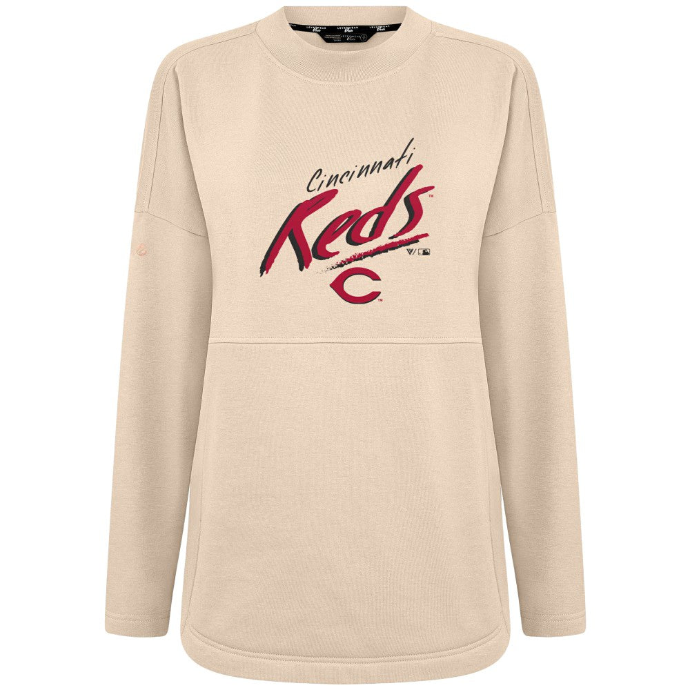 Cincinnati Reds Levelwear Women's Oversized Beaudry Sizzle Top Khaki