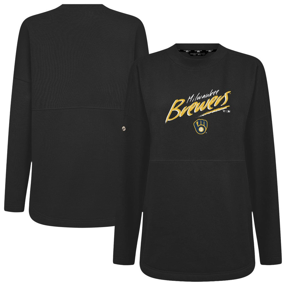 Milwaukee Brewers Levelwear Women's Oversized Beaudry Sizzle Top Black