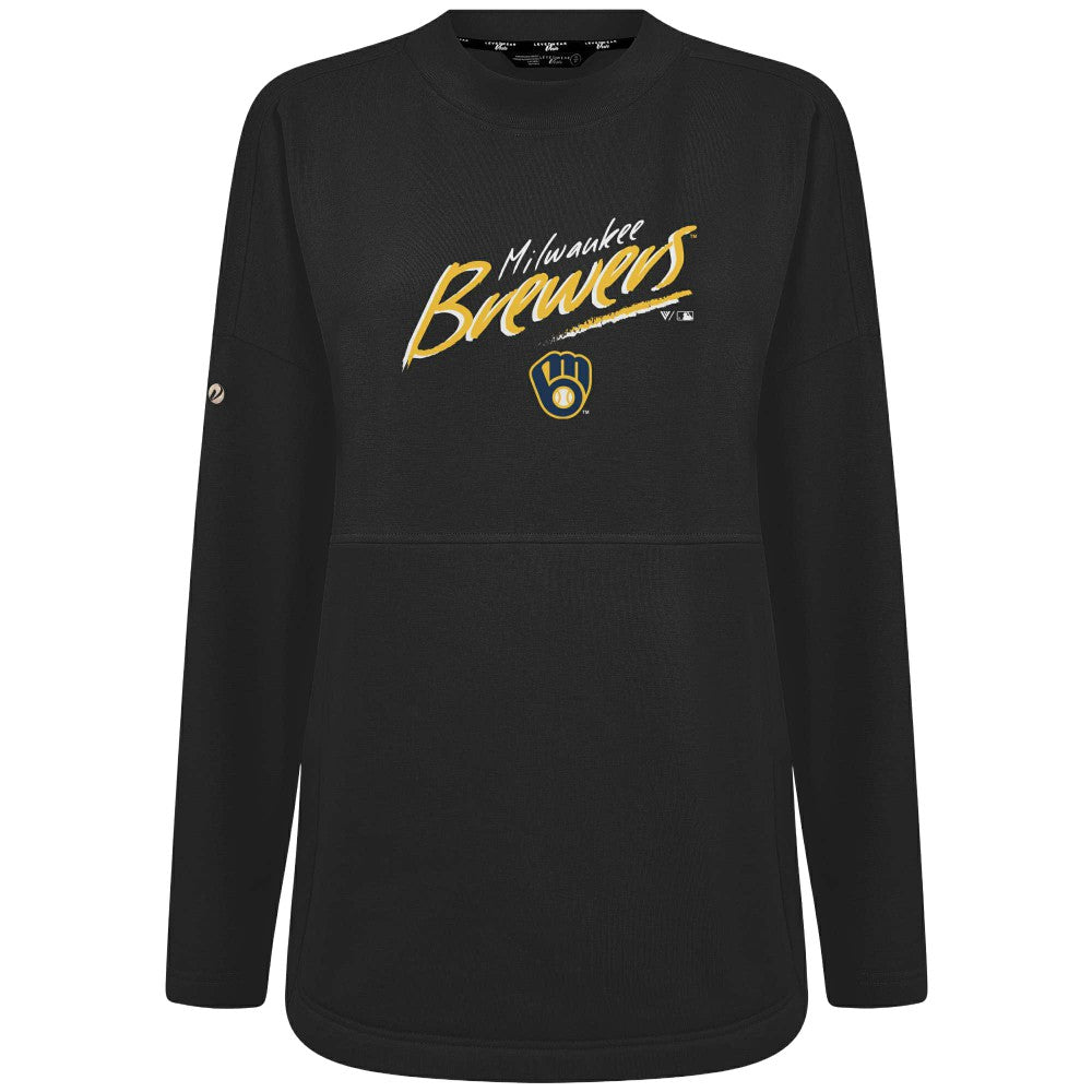 Milwaukee Brewers Levelwear Women's Oversized Beaudry Sizzle Top Black