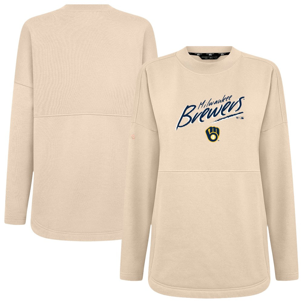 Milwaukee Brewers Levelwear Women's Oversized Beaudry Sizzle Top Khaki