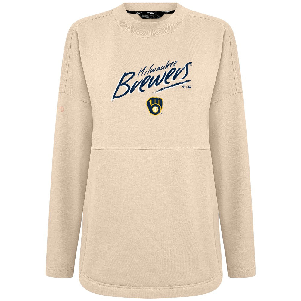 Milwaukee Brewers Levelwear Women's Oversized Beaudry Sizzle Top Khaki