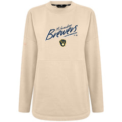 Milwaukee Brewers Levelwear Women's Oversized Beaudry Sizzle Top Khaki