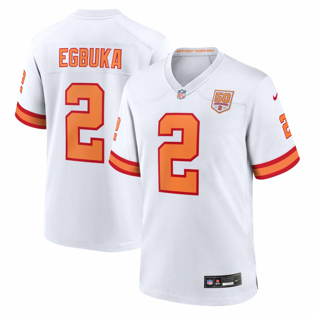 Emeka Egbuka '76 Tampa Bay Buccaneers Alternate 50th Season Game Jersey - '76 White