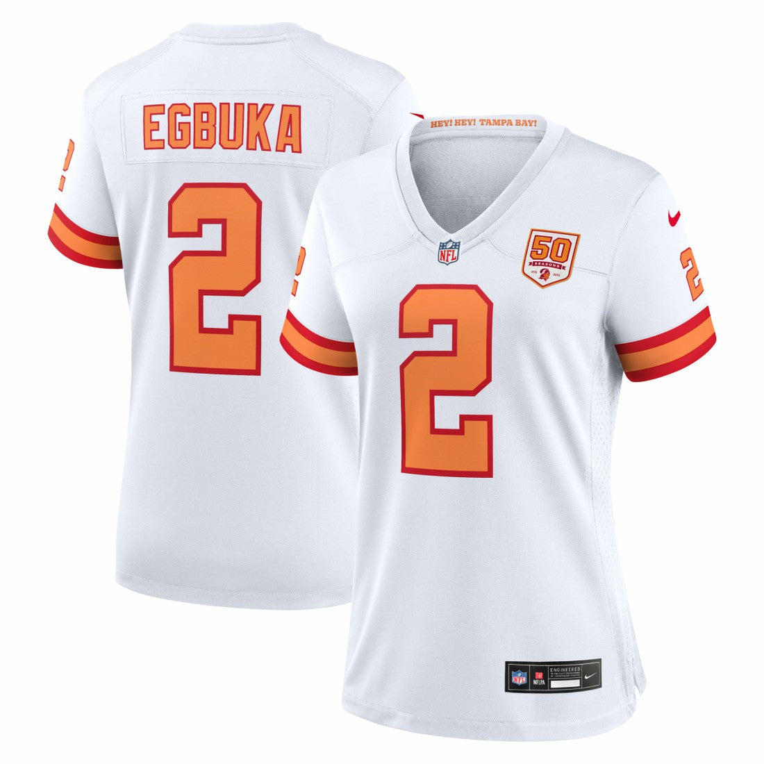 Emeka Egbuka '76 Tampa Bay Buccaneers Women's Alternate 50th Season Game Jersey - White
