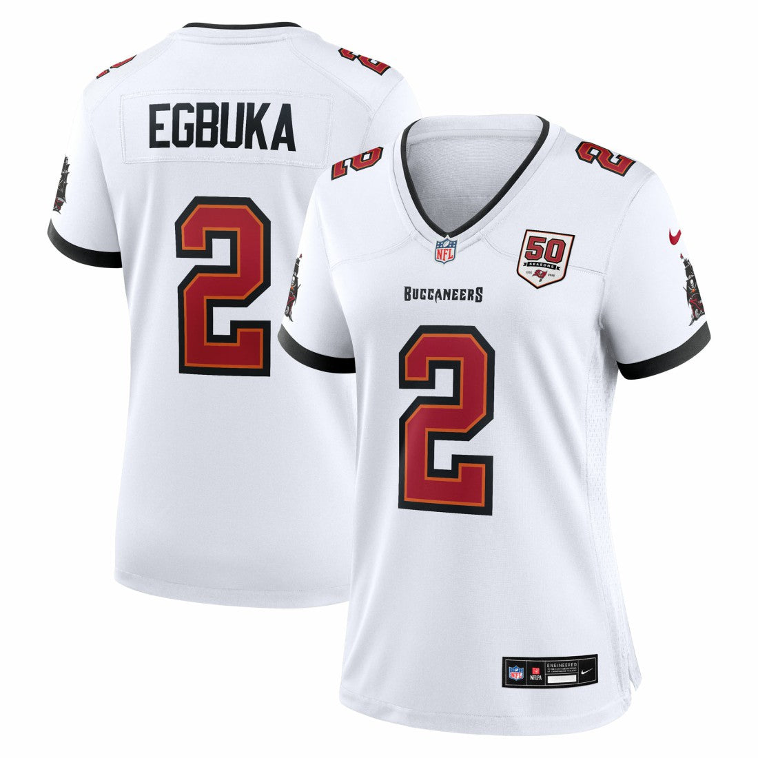 Emeka Egbuka Tampa Bay Buccaneers Women's 50th Season Game Jersey - White