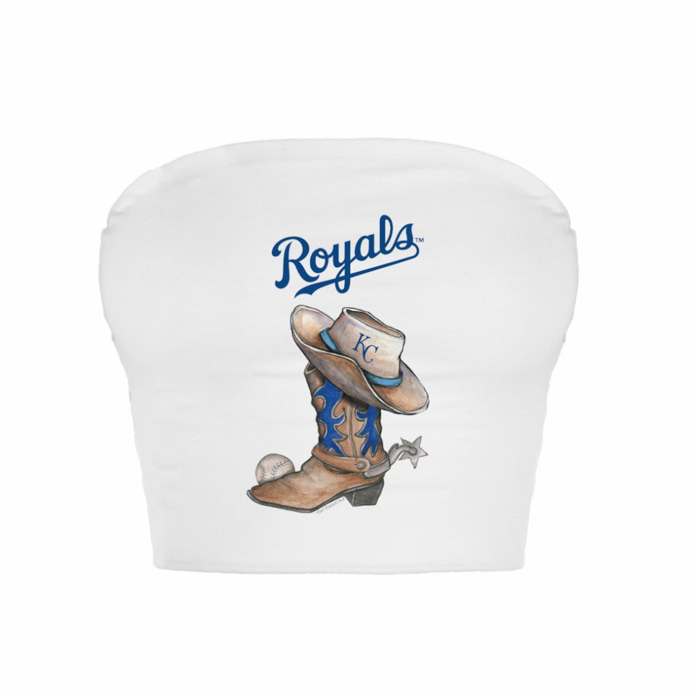Kansas City Royals Tiny Turnip Women's Cowboy Boot Crop Tube Top White