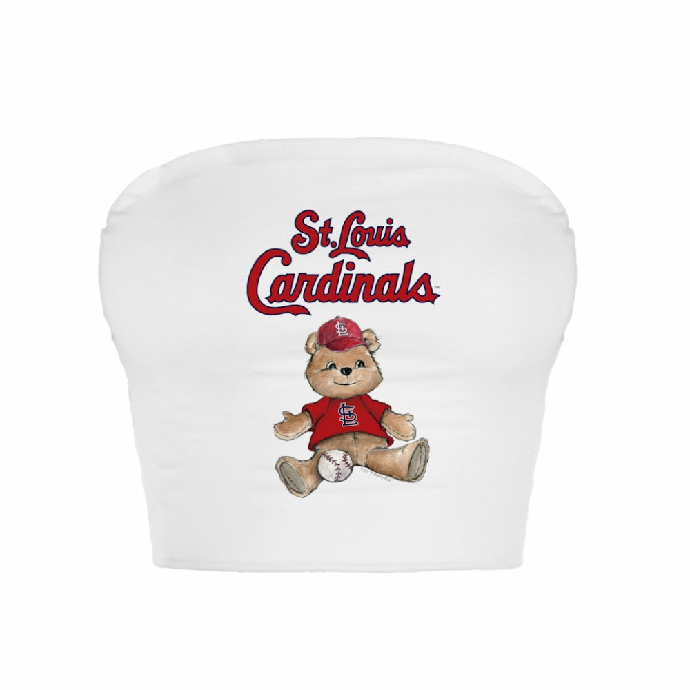 St. Louis Cardinals Tiny Turnip Women's Teddy Bear Crop Tube Top White