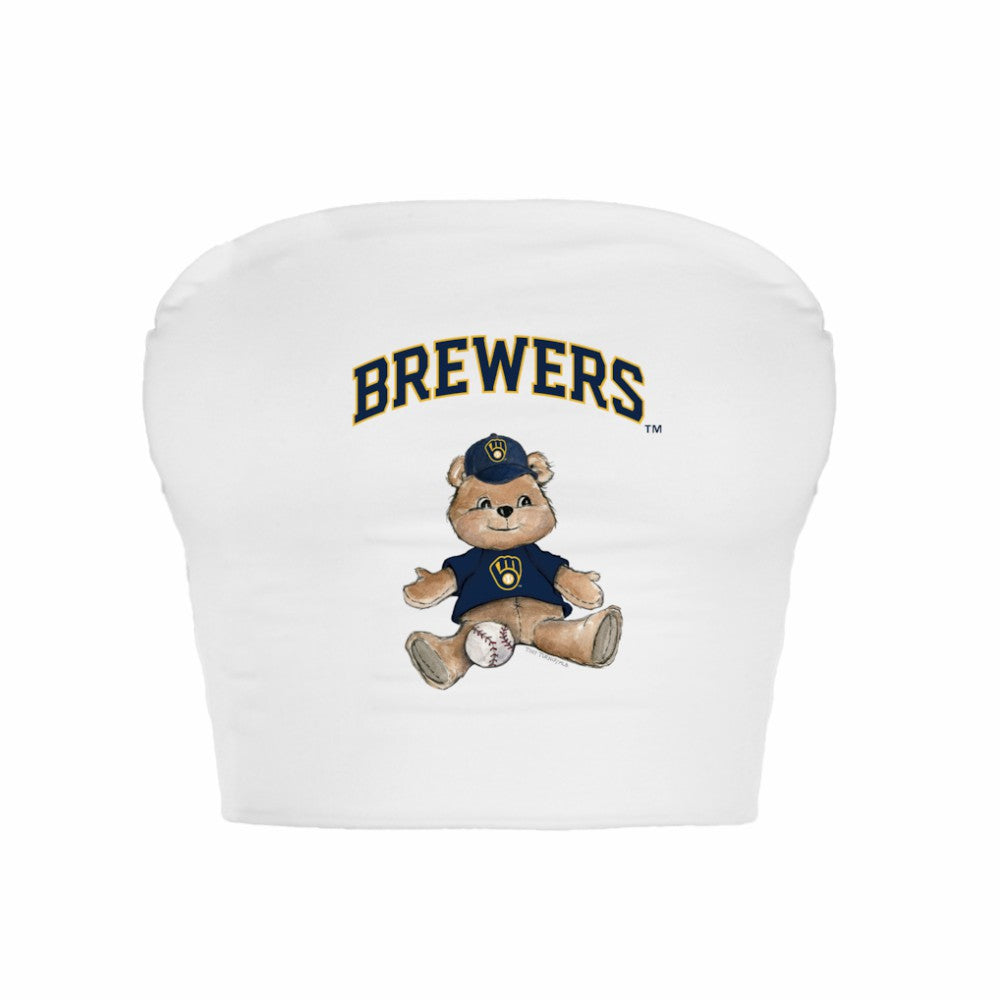 Milwaukee Brewers Tiny Turnip Women's Teddy Bear Crop Tube Top White