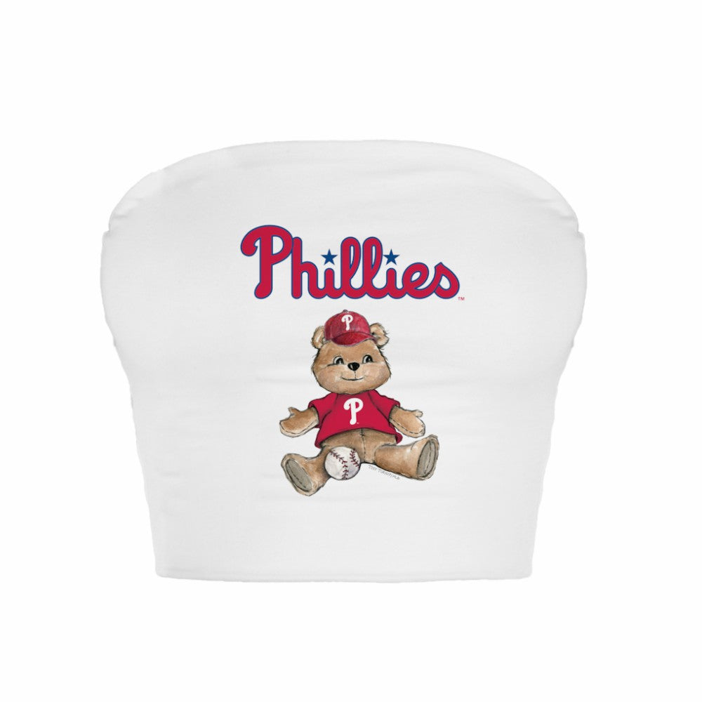 Philadelphia Phillies Tiny Turnip Women's Teddy Bear Crop Tube Top White