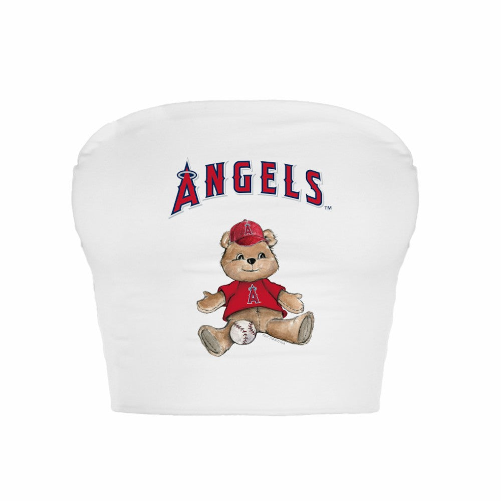 Los Angeles Angels Tiny Turnip Women's Teddy Bear Crop Tube Top White