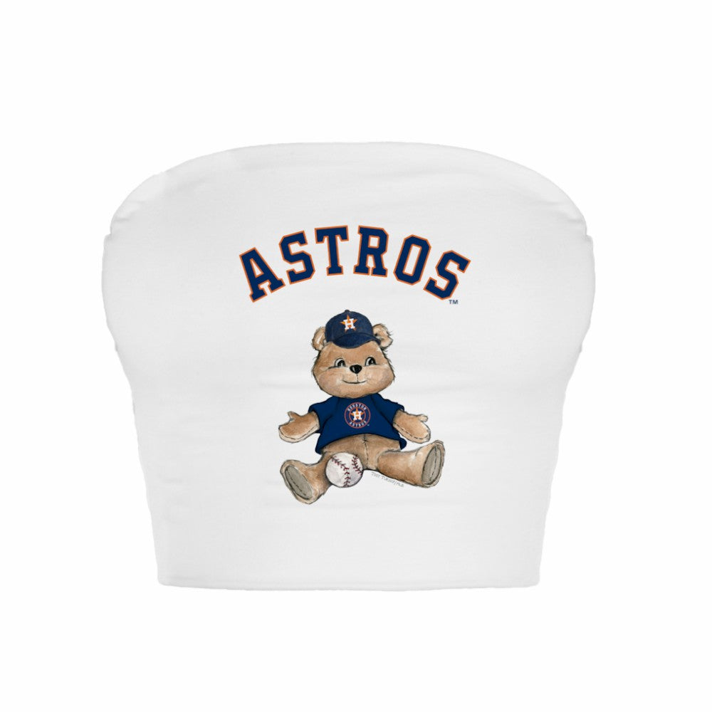Houston Astros Tiny Turnip Women's Teddy Bear Crop Tube Top White